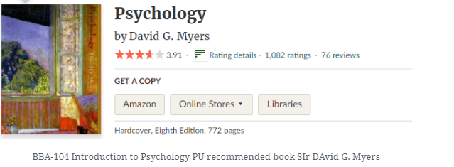 BBA104 Psychology David. Myres Book PDF Downlaod