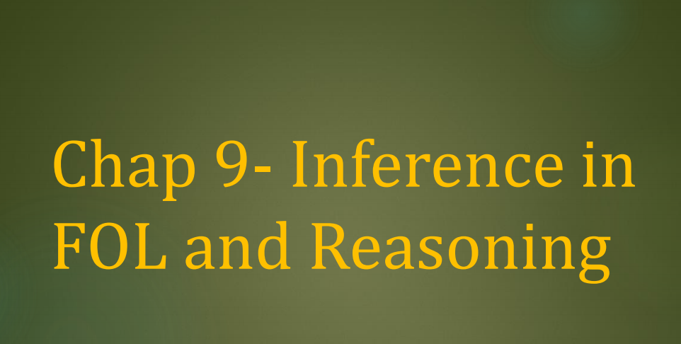 Reasoning First order logic and inference pdf slides