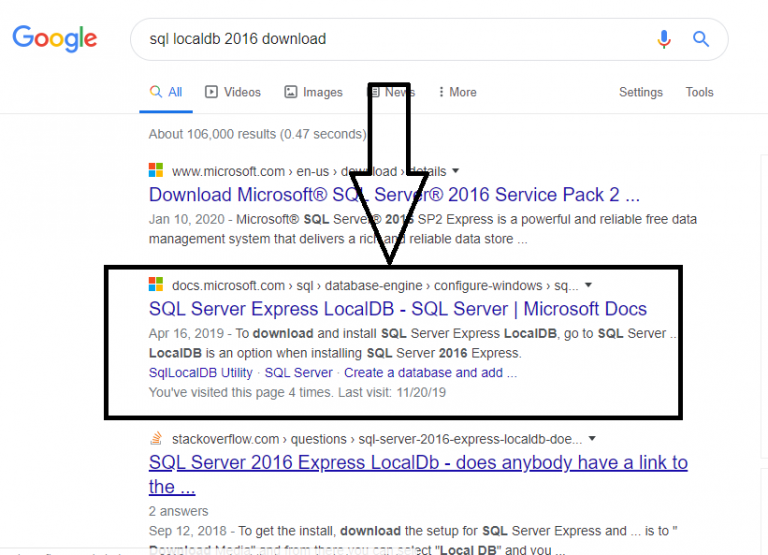 Sql Server Localdb Download How to Install Microsoft Sql localdb server on Windows 10 ...