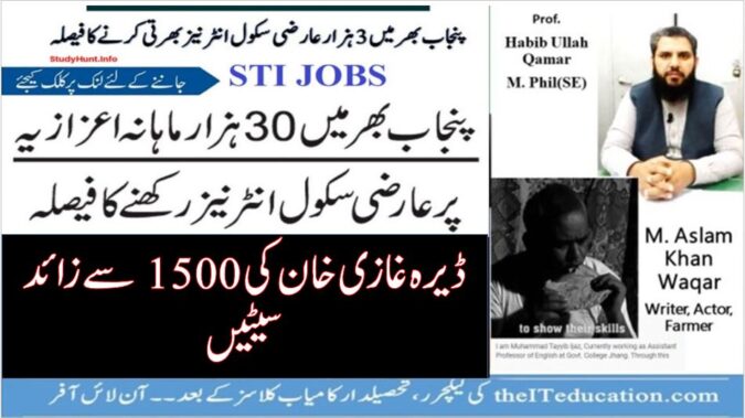 STI Vacancies in Dera Ghazi Khan School Teachers Internee STI Dera Ghazi Khan 1571 POSTS