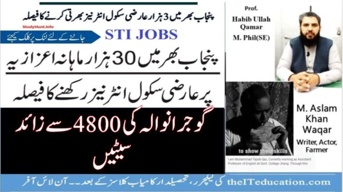 School Teachers Internee STI Gujranwala 4804 POSTS STI Vacancies in Gujranwala